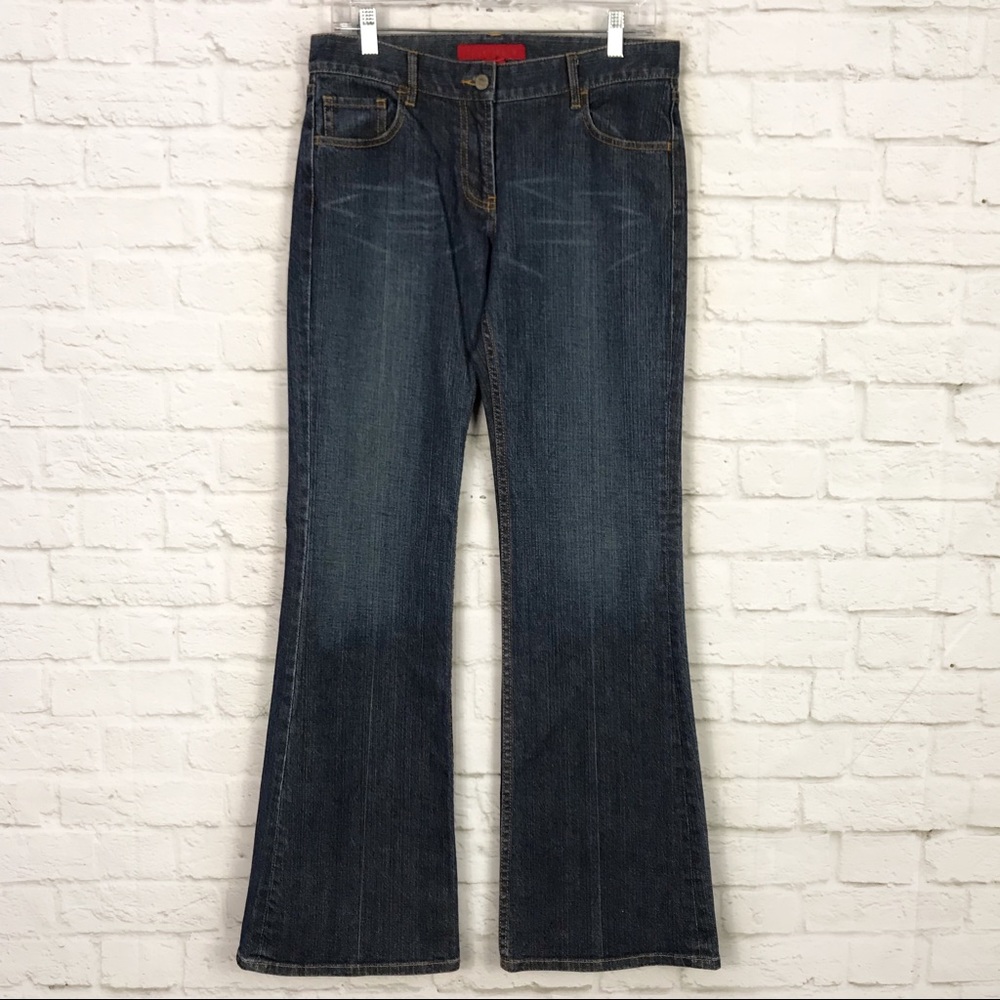 Fcuk Pink Embroidered Pocket MidRise Flare Jeans 8